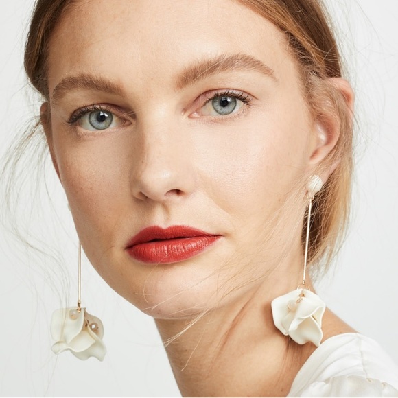 Shashi Petunia Cream Bloom Drop Earrings - Picture 1 of 4